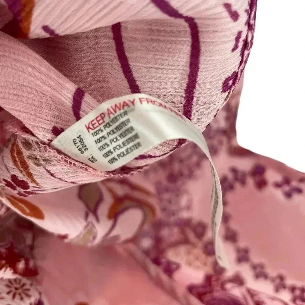 Free People Crop Top Pink Print Tie Strap